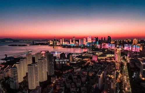 青岛夜景视频,璀璨海韵，光影交织的梦幻画卷
